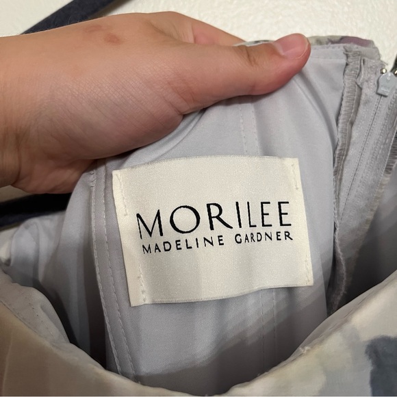 Mori Lee by Madeline Gardner 21503 White Smoke Floral Long Formal Dress Sz 22 - Picture 8 of 8